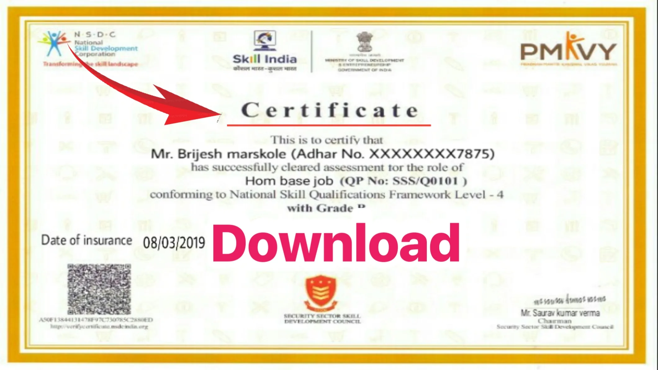 PMKVY Certificate Download